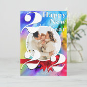 Invitation Couleur éclate Bonne année Personnalisée 2022 Cart (Debout devant)