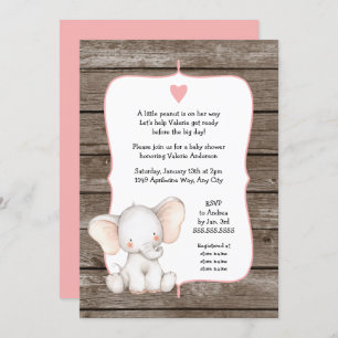 Invitation COULEUR ÉDITABLE Baby shower rustique des éléphant