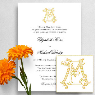 Invitation COULEUR ÉDITABLE EM Monogramme ME Monogramme Invit