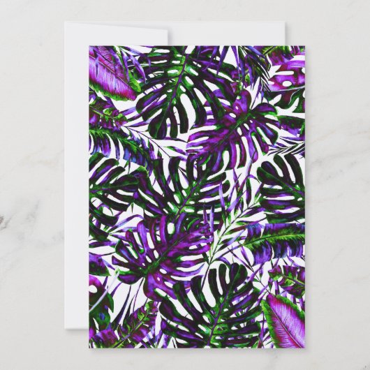 Invitation Couleur électrique Pop Tropical Palm Feuille Maria (Dos)
