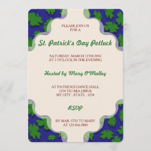 Invitation Couleur en U/Vert Bonne chance Irlandais 4 feuille