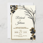 Invitation couleur florale de la nature moderne brune (Devant)