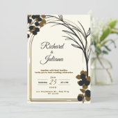 Invitation couleur florale de la nature moderne brune (Debout devant)