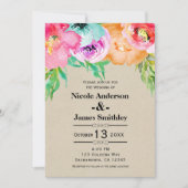 Invitation Couleur Florale Kraft Moderne Rustique Vive Audaci (Devant)