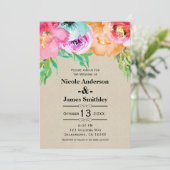 Invitation Couleur Florale Kraft Moderne Rustique Vive Audaci (Debout devant)