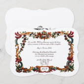 Invitation Couleur Français Baroque Rococo Frontière Florale (Devant / Derrière)