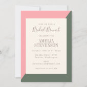 Invitation Couleur géométrique Bloc rose Vert Bridal Brunch (Devant)