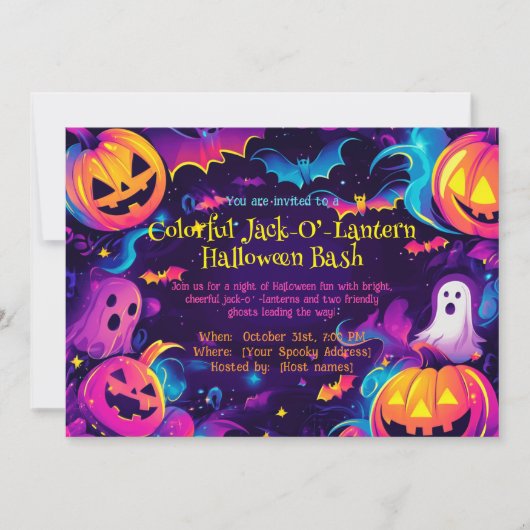 Invitation 🎃 couleur Jack-O’-Lantern Halloween Bash (Devant)