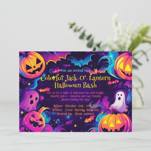 Invitation 🎃 couleur Jack-O’-Lantern Halloween Bash (Debout devant)