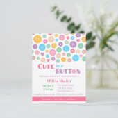 Invitation Couleur mignonne comme un bouton Baby Douche Invit (Debout devant)