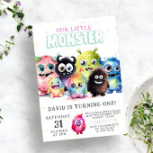 Invitation Couleur mignonne Notre Petit Monstre 1er Anniversa