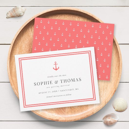 Invitation Couleur modifiable Ancre classique moderne Enregis