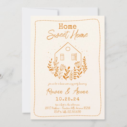 Invitation Couleur modifiable Manipulé Sweet House Réchauffem (Devant)