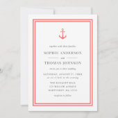 Invitation Couleur modifiable Mariage d'Ancres classique mode (Devant)