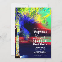 Couleur Néon Tropical Plage Palmier Sweet 16