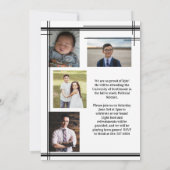 Invitation Couleur noire blanche de l'école Graduation Photo  (Dos)