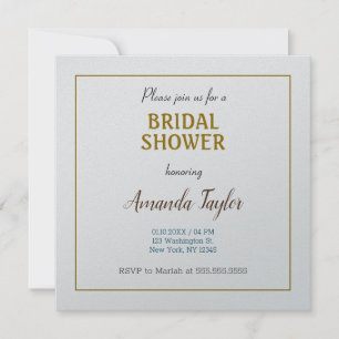 Invitation Couleur or et argent Minimaliste douche nuptiale