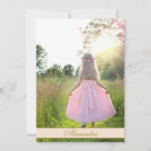 Invitation Couleur or photo personnalisée Première Sainte Com