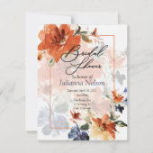 Invitation Couleur orange et bleu automne floral (Devant)