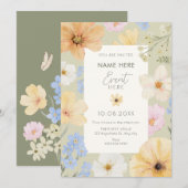 Invitation Couleur pastel florale (Devant / Derrière)