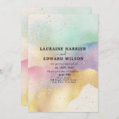 Invitation Couleur pastel simple thème subtil aquarelle (Devant / Derrière)