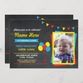 Invitation Couleur primaire Anniversaire Filles Garçons Invit (Devant / Derrière)