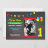 Invitation Couleur primaire Filles d'anniversaire garçons 1èr (Devant)