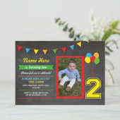 Invitation Couleur primaire Filles d'anniversaire Garçons 2e (Debout devant)