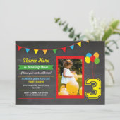 Invitation Couleur primaire Filles d'anniversaire garçons 3èm (Debout devant)