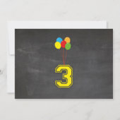 Invitation Couleur primaire Filles d'anniversaire garçons 3èm (Dos)