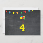 Invitation Couleur primaire Filles d'anniversaire garçons 4e  (Dos)