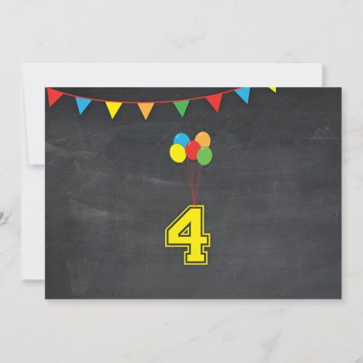 Invitation Couleur primaire Filles d'anniversaire garçons 4e  (Dos)