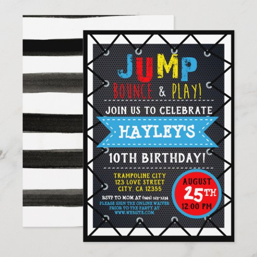 Invitation Couleur primaire Jump & Jouer Trampoline Park Boun (Devant / Derrière)