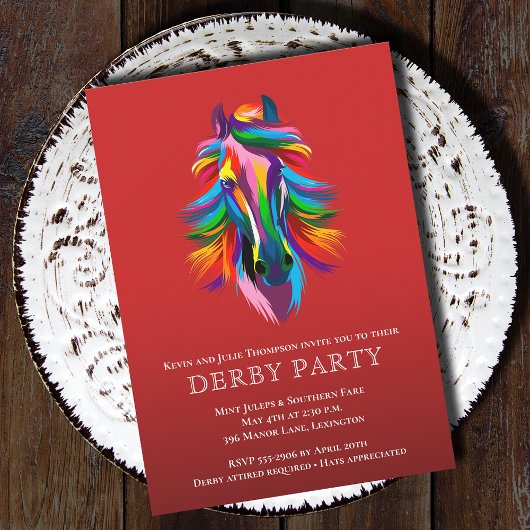 Invitation Couleur Racehorse Derby Party Rouge