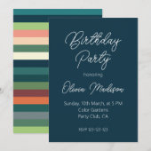 Invitation Couleur rayures Anniversaire (Devant / Derrière)
