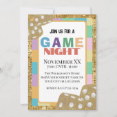 Invitation Couleur Retro Board Jeu Night Gold Dice (Devant)