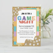 Invitation Couleur Retro Board Jeu Night Gold Dice (Debout devant)