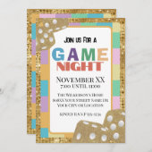 Invitation Couleur Retro Board Jeu Night Gold Dice (Devant / Derrière)