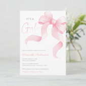 Invitation Couleur rose Bow c'est un baby shower fille (Debout devant)