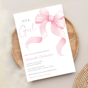 Invitation Couleur rose Bow c'est un baby shower fille