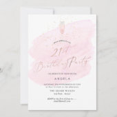 Invitation Couleur rose Champagne Glass+Bulles (Devant)