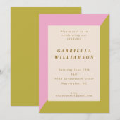 Invitation Couleur rose Vert Bloc de couleur Personnalisée Pa (Devant / Derrière)