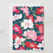 Invitation Couleur Rouge Floral Motif Photo Mariage Bleu (Dos)