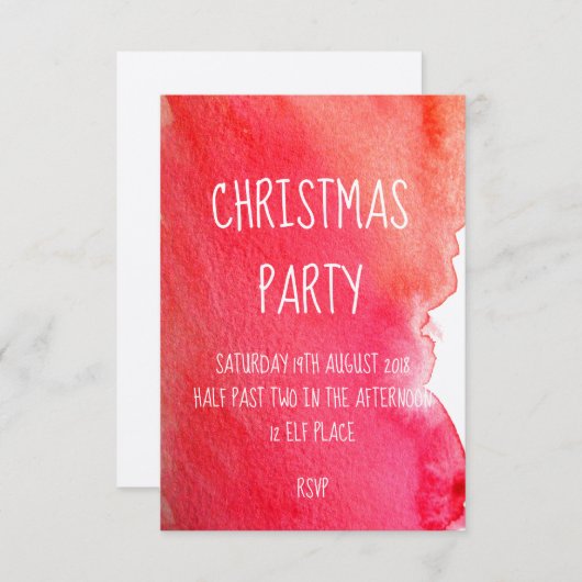 Invitation Couleur rouge moderne Noël (Devant / Derrière)