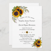 Invitation Couleur rustique tournesol coins Mariage (Devant / Derrière)