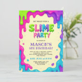Invitation Couleur Slime Party | Anniversaire de enfant modif (Debout devant)