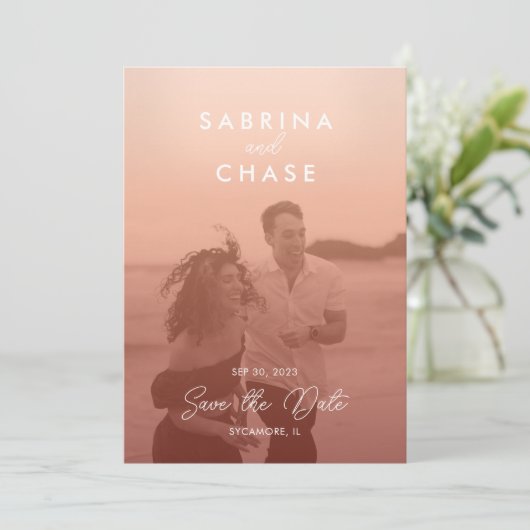 Invitation Couleur superposition design mariage photo Enregis (Debout devant)