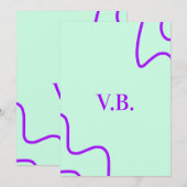 Invitation Couleur unie simple ajouter un nom texte monogramm (Devant / Derrière)