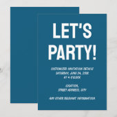 Invitation Couleur unie simple saphir bleu (Devant / Derrière)