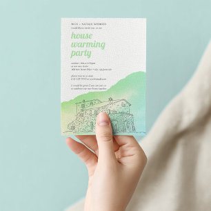 Invitation Couleur verte douce Fête de réchauffement de la ma
